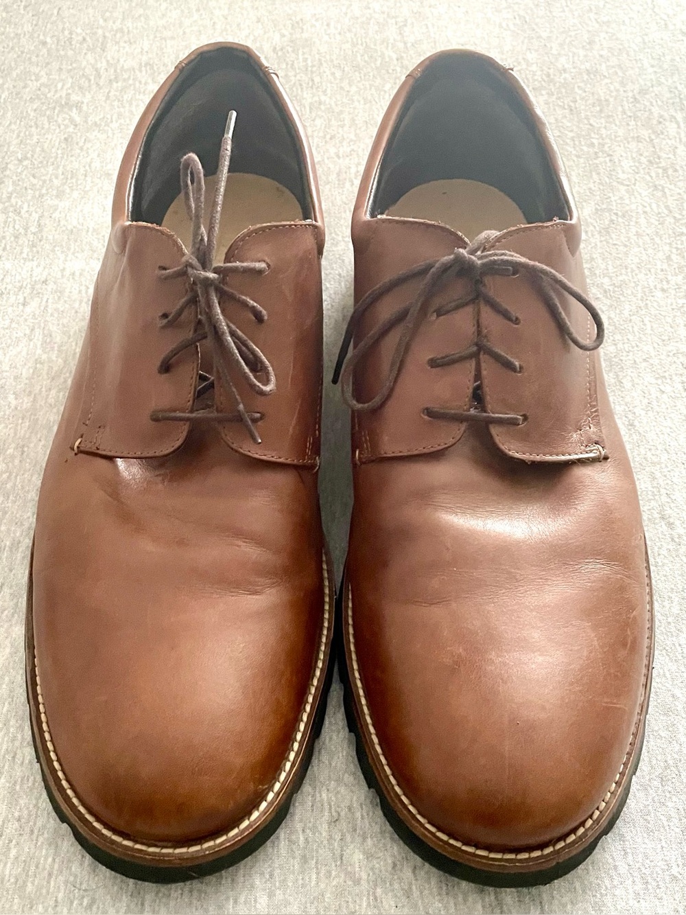 Rockport Men's Sz 15 Brown Leather Colben Oxford Lace Up Shoes Plain Toe